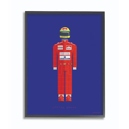 Stupell Industries Ayrton Senna Famous Fashion Design with Black Frame Wall Accent